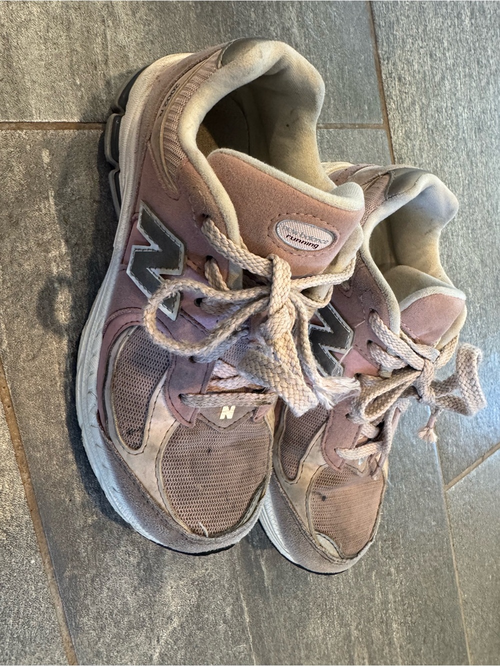 New Balance Dusty Pink and Beige Lace-Up Sneakers